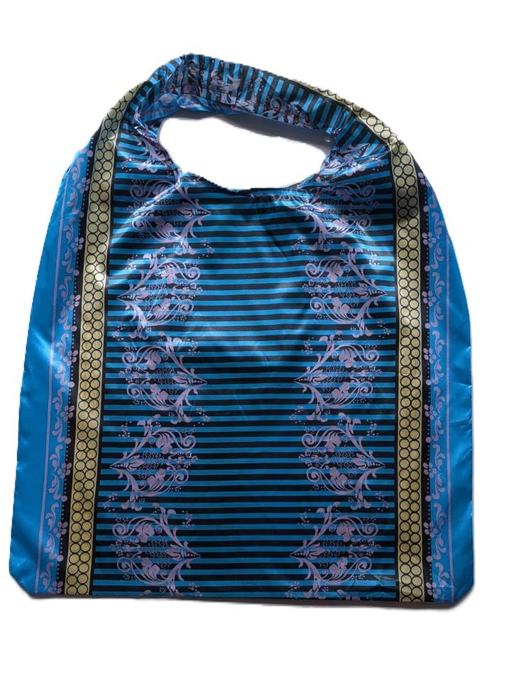 Blue Printed Reusable Shopping Carry Bag with Handles – Stylish Multipurpose Tote Bag